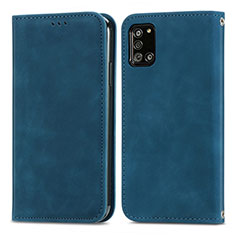 Custodia Portafoglio In Pelle Cover con Supporto S04D per Samsung Galaxy A31 Blu