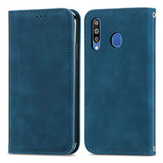Custodia Portafoglio In Pelle Cover con Supporto S04D per Samsung Galaxy A40s Blu