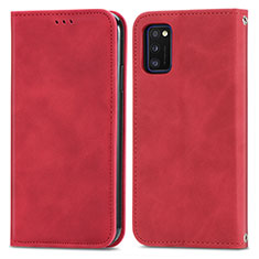 Custodia Portafoglio In Pelle Cover con Supporto S04D per Samsung Galaxy A41 Rosso