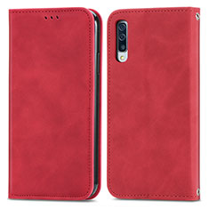 Custodia Portafoglio In Pelle Cover con Supporto S04D per Samsung Galaxy A50 Rosso