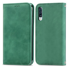 Custodia Portafoglio In Pelle Cover con Supporto S04D per Samsung Galaxy A50 Verde
