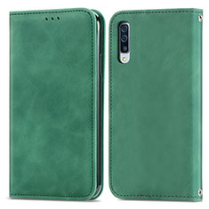 Custodia Portafoglio In Pelle Cover con Supporto S04D per Samsung Galaxy A70S Verde