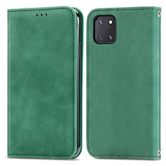 Custodia Portafoglio In Pelle Cover con Supporto S04D per Samsung Galaxy A81 Verde