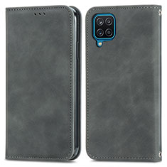 Custodia Portafoglio In Pelle Cover con Supporto S04D per Samsung Galaxy F12 Grigio