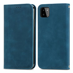 Custodia Portafoglio In Pelle Cover con Supporto S04D per Samsung Galaxy F42 5G Blu