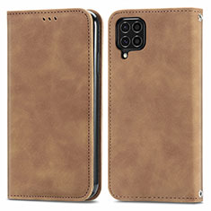 Custodia Portafoglio In Pelle Cover con Supporto S04D per Samsung Galaxy F62 5G Marrone