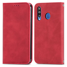 Custodia Portafoglio In Pelle Cover con Supporto S04D per Samsung Galaxy M30 Rosso