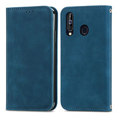 Custodia Portafoglio In Pelle Cover con Supporto S04D per Samsung Galaxy M40 Blu