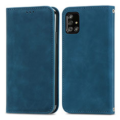 Custodia Portafoglio In Pelle Cover con Supporto S04D per Samsung Galaxy M40S Blu