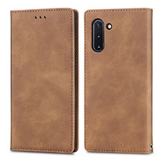 Custodia Portafoglio In Pelle Cover con Supporto S04D per Samsung Galaxy Note 10 5G Marrone