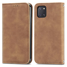Custodia Portafoglio In Pelle Cover con Supporto S04D per Samsung Galaxy Note 10 Lite Marrone