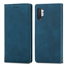 Custodia Portafoglio In Pelle Cover con Supporto S04D per Samsung Galaxy Note 10 Plus 5G Blu