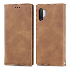 Custodia Portafoglio In Pelle Cover con Supporto S04D per Samsung Galaxy Note 10 Plus 5G Marrone