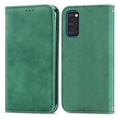 Custodia Portafoglio In Pelle Cover con Supporto S04D per Samsung Galaxy S20 5G Verde