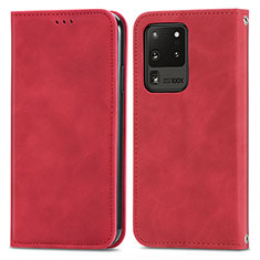Custodia Portafoglio In Pelle Cover con Supporto S04D per Samsung Galaxy S20 Ultra 5G Rosso