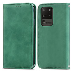 Custodia Portafoglio In Pelle Cover con Supporto S04D per Samsung Galaxy S20 Ultra Verde