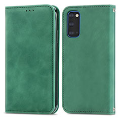 Custodia Portafoglio In Pelle Cover con Supporto S04D per Samsung Galaxy S20 Verde