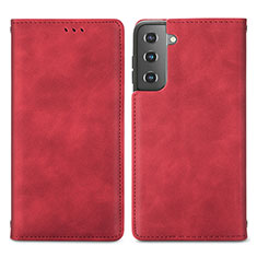 Custodia Portafoglio In Pelle Cover con Supporto S04D per Samsung Galaxy S21 5G Rosso