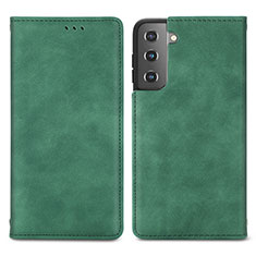 Custodia Portafoglio In Pelle Cover con Supporto S04D per Samsung Galaxy S21 5G Verde