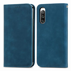 Custodia Portafoglio In Pelle Cover con Supporto S04D per Sony Xperia 10 V Blu