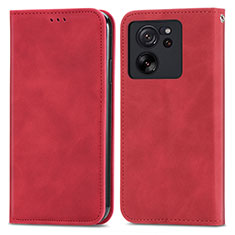 Custodia Portafoglio In Pelle Cover con Supporto S04D per Xiaomi Mi 13T 5G Rosso