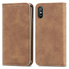 Custodia Portafoglio In Pelle Cover con Supporto S04D per Xiaomi Redmi 9A Marrone