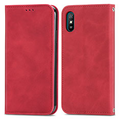 Custodia Portafoglio In Pelle Cover con Supporto S04D per Xiaomi Redmi 9i Rosso