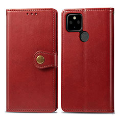 Custodia Portafoglio In Pelle Cover con Supporto S05D per Google Pixel 4a 5G Rosso