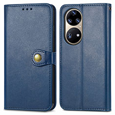 Custodia Portafoglio In Pelle Cover con Supporto S05D per Huawei P50 Pro Blu