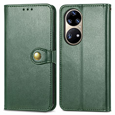 Custodia Portafoglio In Pelle Cover con Supporto S05D per Huawei P50 Pro Verde