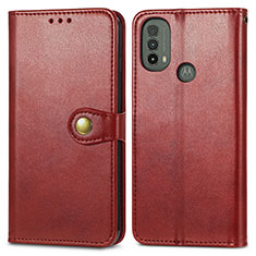 Custodia Portafoglio In Pelle Cover con Supporto S05D per Motorola Moto E20 Rosso