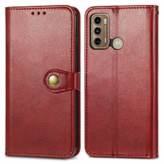 Custodia Portafoglio In Pelle Cover con Supporto S05D per Motorola Moto G60 Rosso