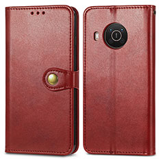 Custodia Portafoglio In Pelle Cover con Supporto S05D per Nokia X10 Rosso
