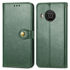 Custodia Portafoglio In Pelle Cover con Supporto S05D per Nokia X10 Verde
