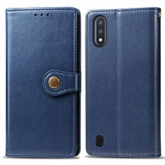 Custodia Portafoglio In Pelle Cover con Supporto S05D per Samsung Galaxy A01 SM-A015 Blu