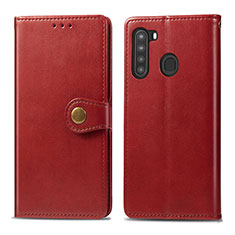 Custodia Portafoglio In Pelle Cover con Supporto S05D per Samsung Galaxy A21 Rosso