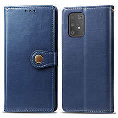 Custodia Portafoglio In Pelle Cover con Supporto S05D per Samsung Galaxy A91 Blu