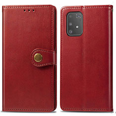 Custodia Portafoglio In Pelle Cover con Supporto S05D per Samsung Galaxy A91 Rosso