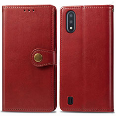 Custodia Portafoglio In Pelle Cover con Supporto S05D per Samsung Galaxy M01 Rosso