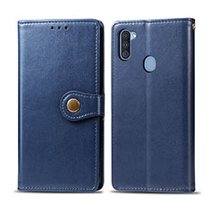 Custodia Portafoglio In Pelle Cover con Supporto S05D per Samsung Galaxy M11 Blu