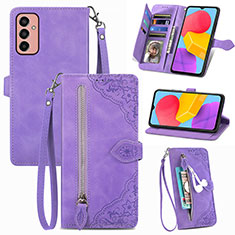 Custodia Portafoglio In Pelle Cover con Supporto S05D per Samsung Galaxy M13 4G Viola