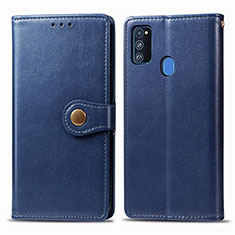 Custodia Portafoglio In Pelle Cover con Supporto S05D per Samsung Galaxy M21 Blu