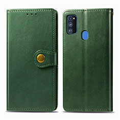 Custodia Portafoglio In Pelle Cover con Supporto S05D per Samsung Galaxy M21 Verde