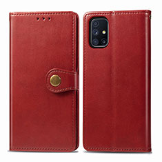 Custodia Portafoglio In Pelle Cover con Supporto S05D per Samsung Galaxy M51 Rosso