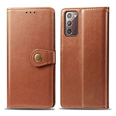 Custodia Portafoglio In Pelle Cover con Supporto S05D per Samsung Galaxy Note 20 5G Marrone