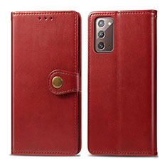 Custodia Portafoglio In Pelle Cover con Supporto S05D per Samsung Galaxy Note 20 5G Rosso