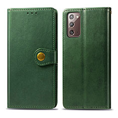Custodia Portafoglio In Pelle Cover con Supporto S05D per Samsung Galaxy Note 20 5G Verde