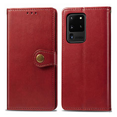 Custodia Portafoglio In Pelle Cover con Supporto S05D per Samsung Galaxy S20 Ultra 5G Rosso
