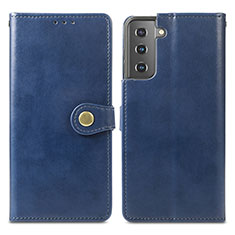 Custodia Portafoglio In Pelle Cover con Supporto S05D per Samsung Galaxy S21 5G Blu