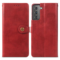 Custodia Portafoglio In Pelle Cover con Supporto S05D per Samsung Galaxy S21 Plus 5G Rosso